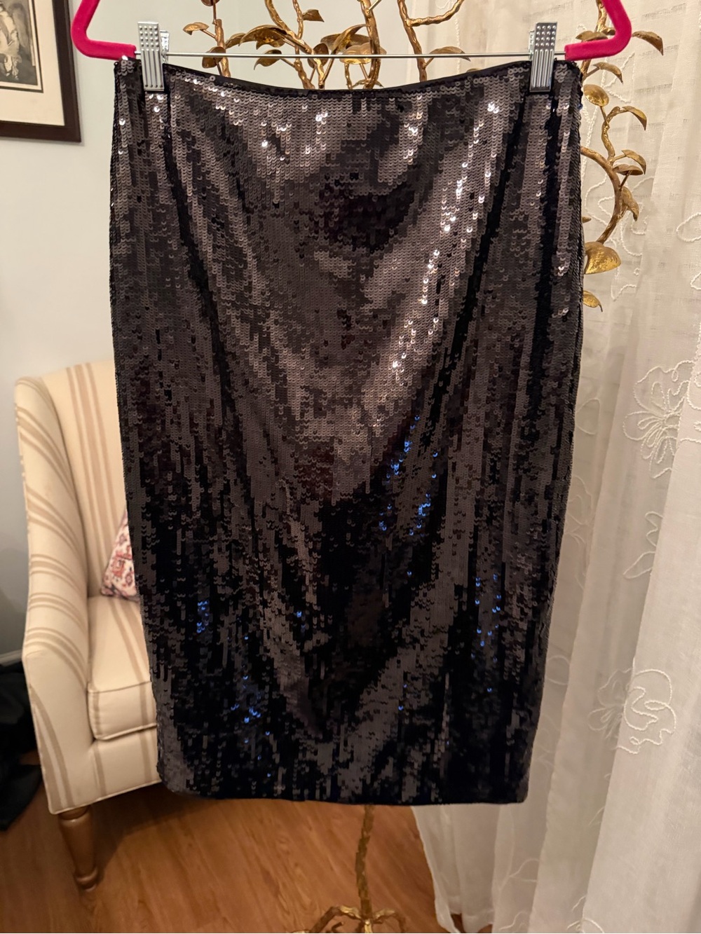 Vince Black Sequin Pencil Skirt
